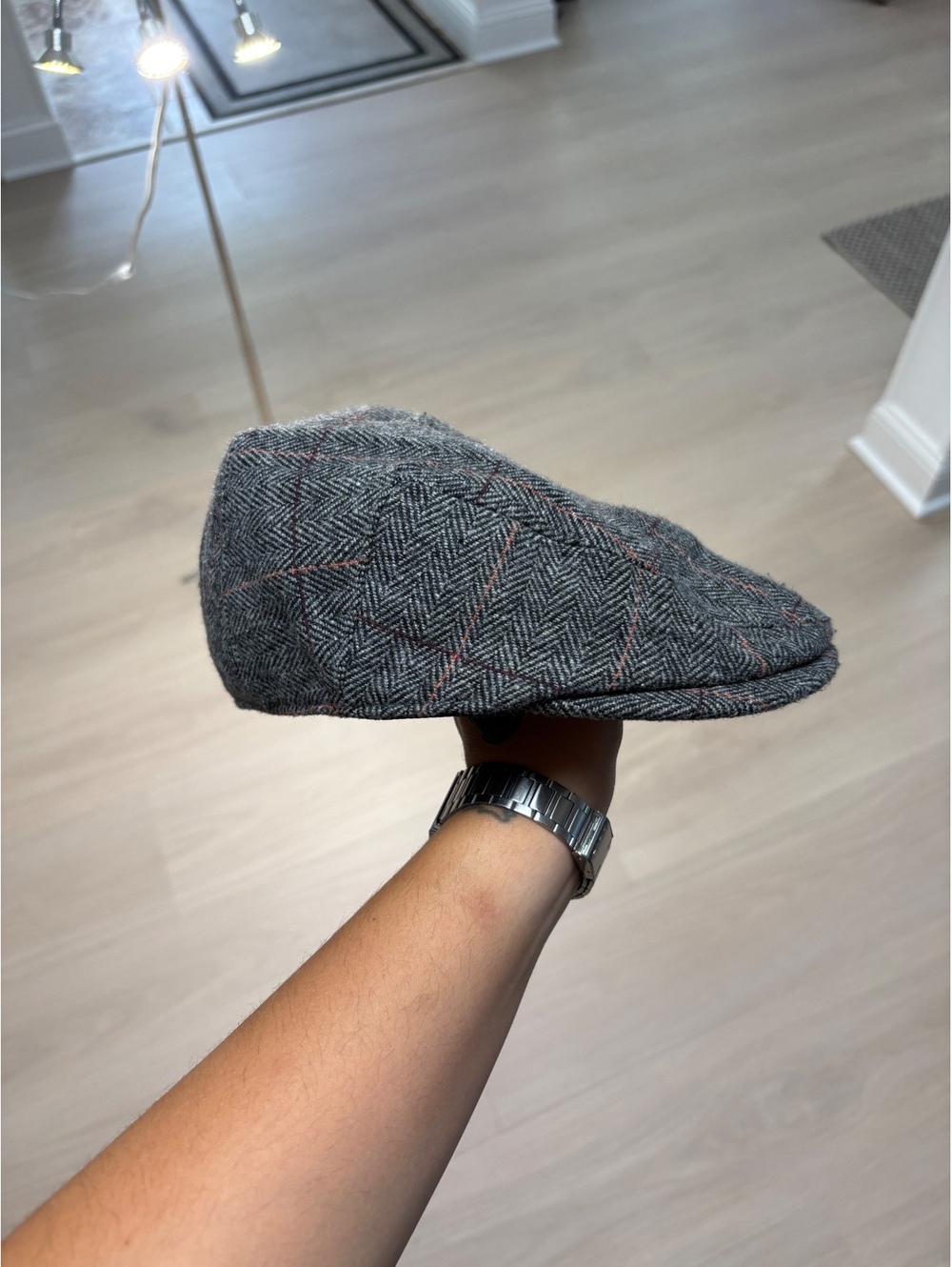 Peaky Blinders classic gray wool blend Herringbone ivy flat cap
